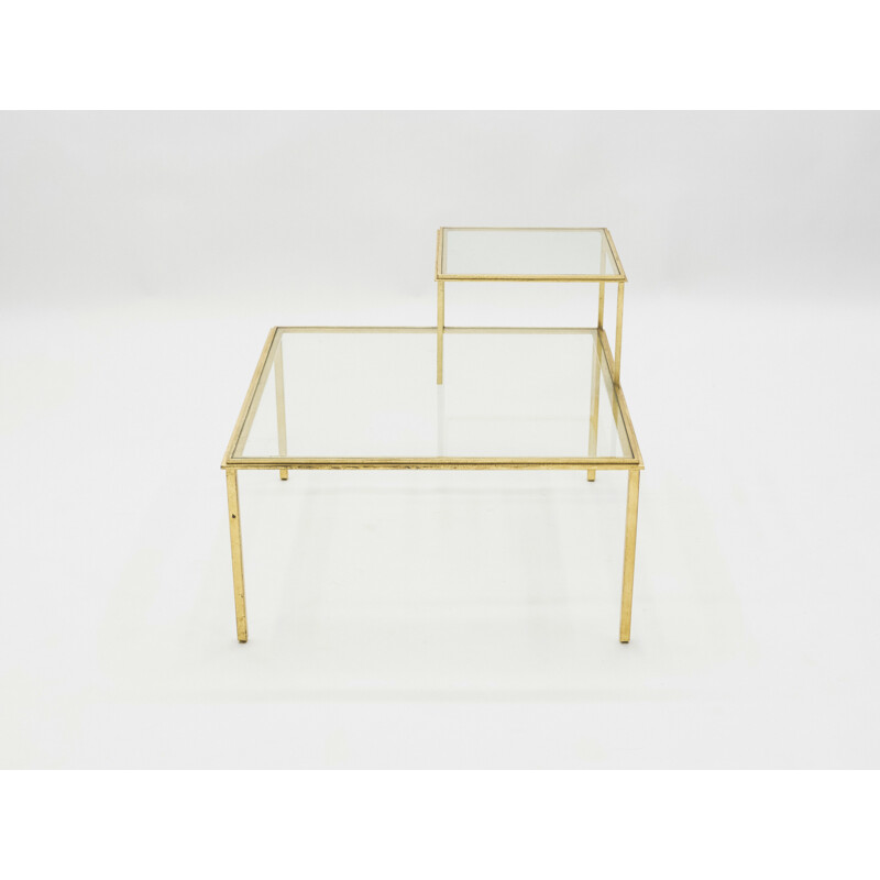 Vintage wrought iron coffee table by Thibier, 1960