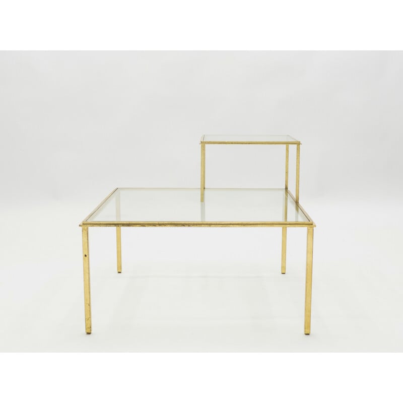Vintage wrought iron coffee table by Thibier, 1960