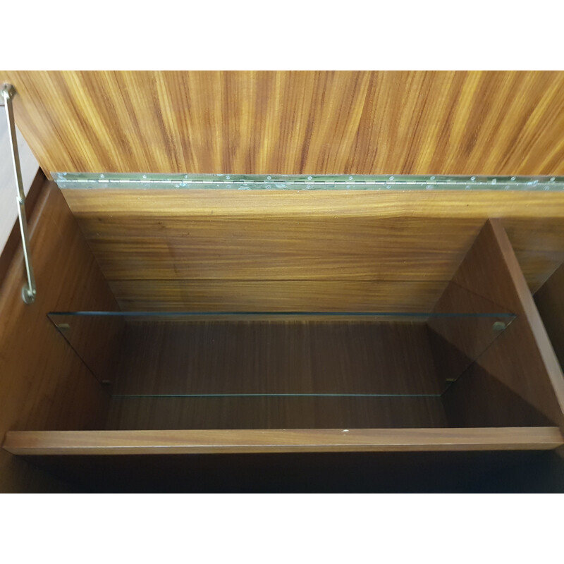 Vintage sideboard for Alvéole in mahogany and brass 1960