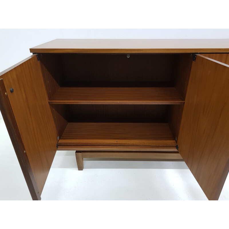 Vintage sideboard for Alvéole in mahogany and brass 1960