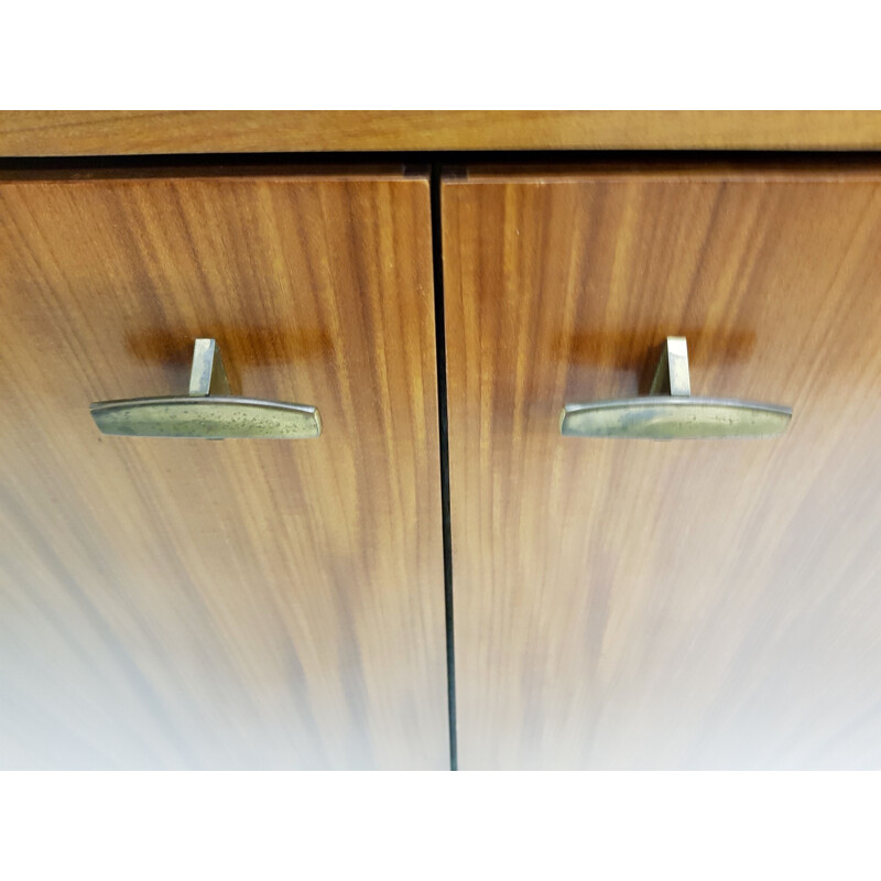 Vintage sideboard for Alvéole in mahogany and brass 1960