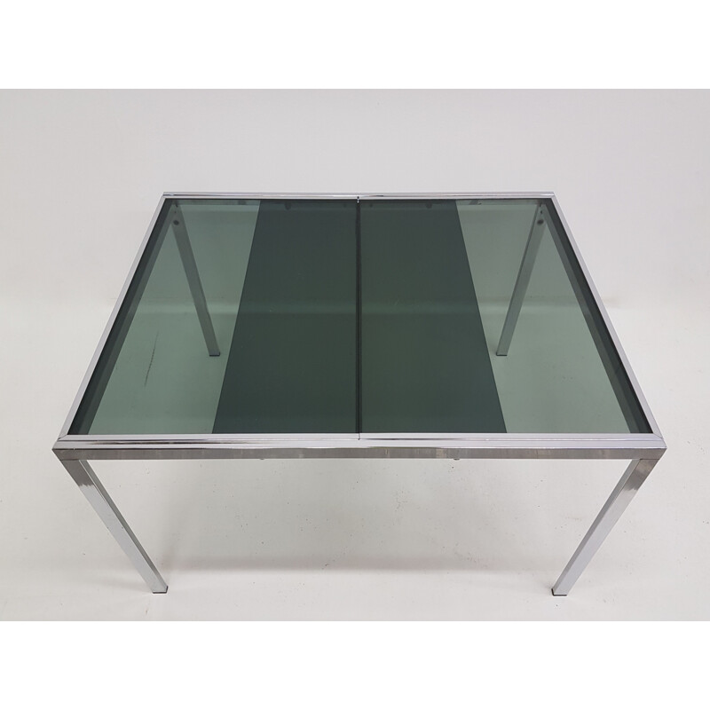 Vintage table by Milo Baughman in chrome and smoked glass 1970