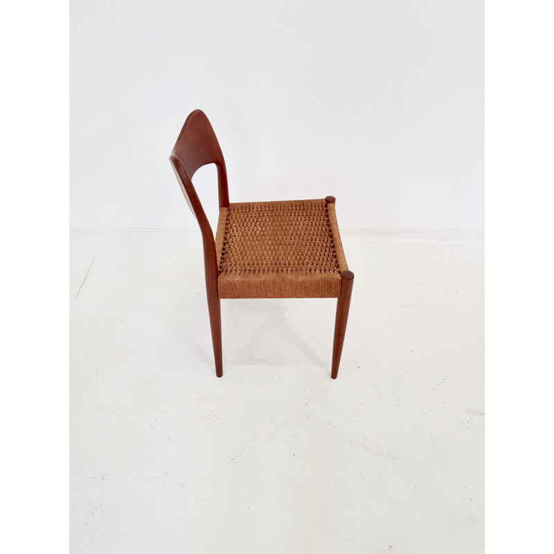 Set of 4 vintage chairs by Arne Hovmand Olsen in teak and rope 1960