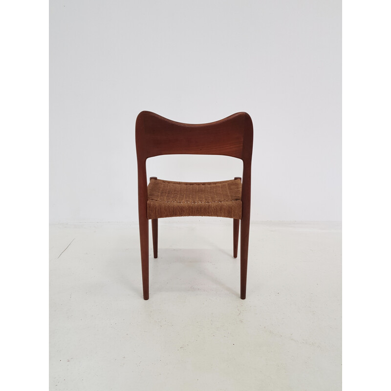 Set of 4 vintage chairs by Arne Hovmand Olsen in teak and rope 1960