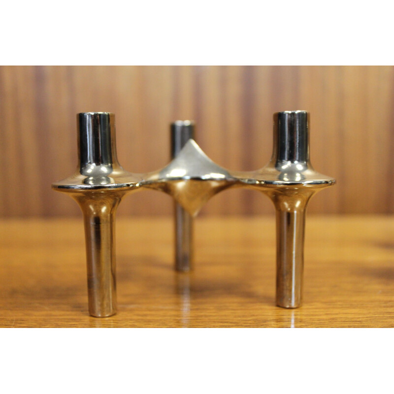 Set of 3 vintage silver plated candlesticks by Fritz Nagel & César Stoffi for Bmf, 1960