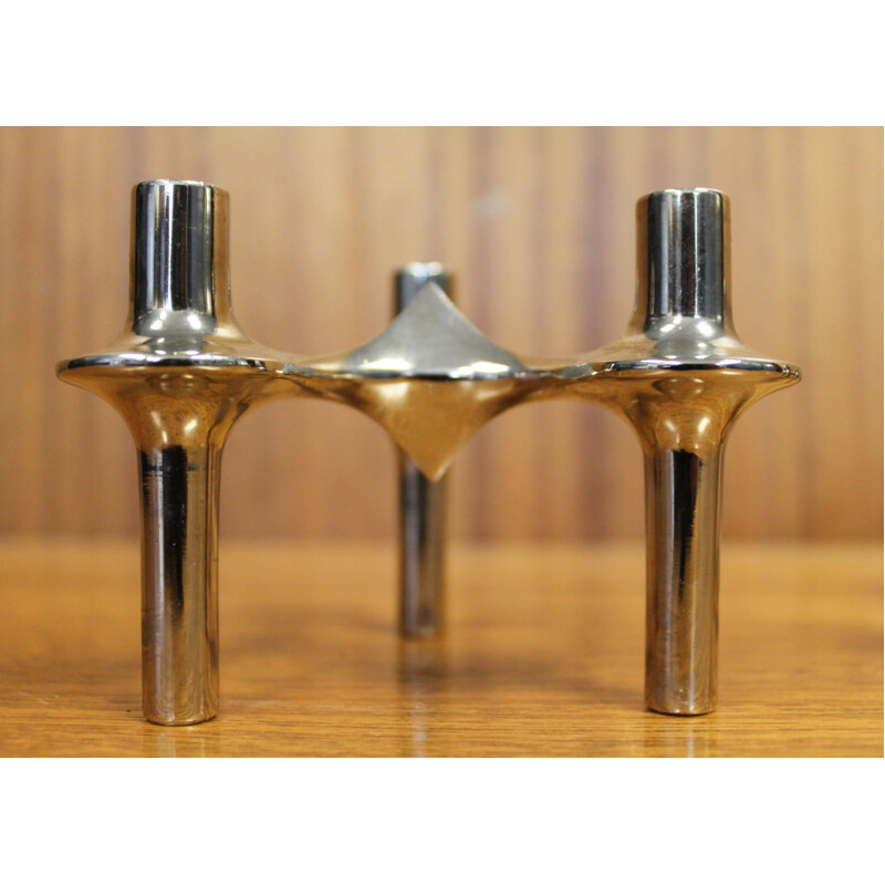 Set of 3 vintage silver plated candlesticks by Fritz Nagel & César Stoffi for Bmf, 1960