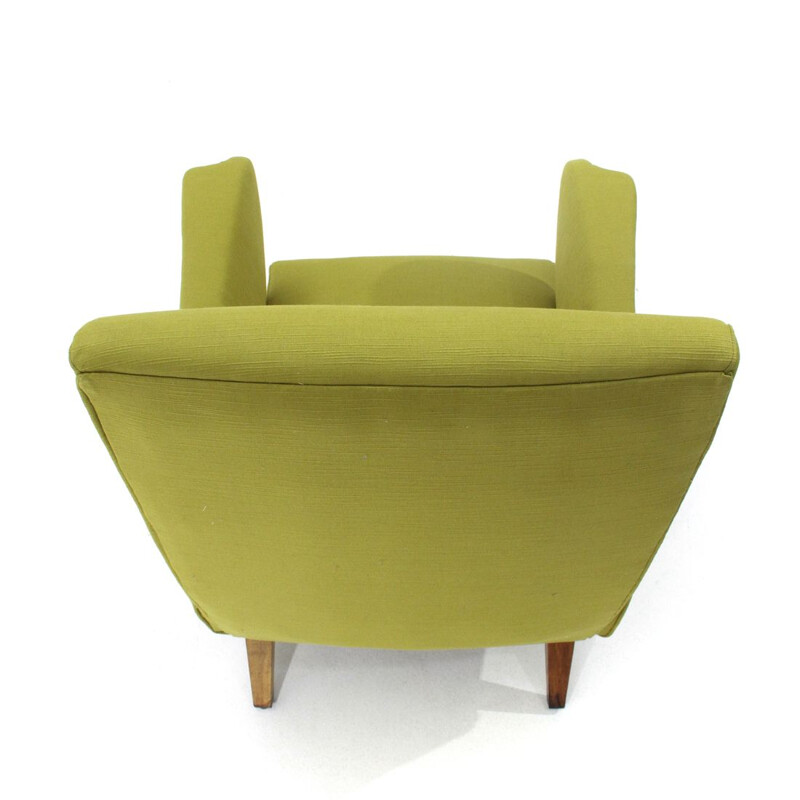 Vintage italian armchair in green fabric and wood 1940