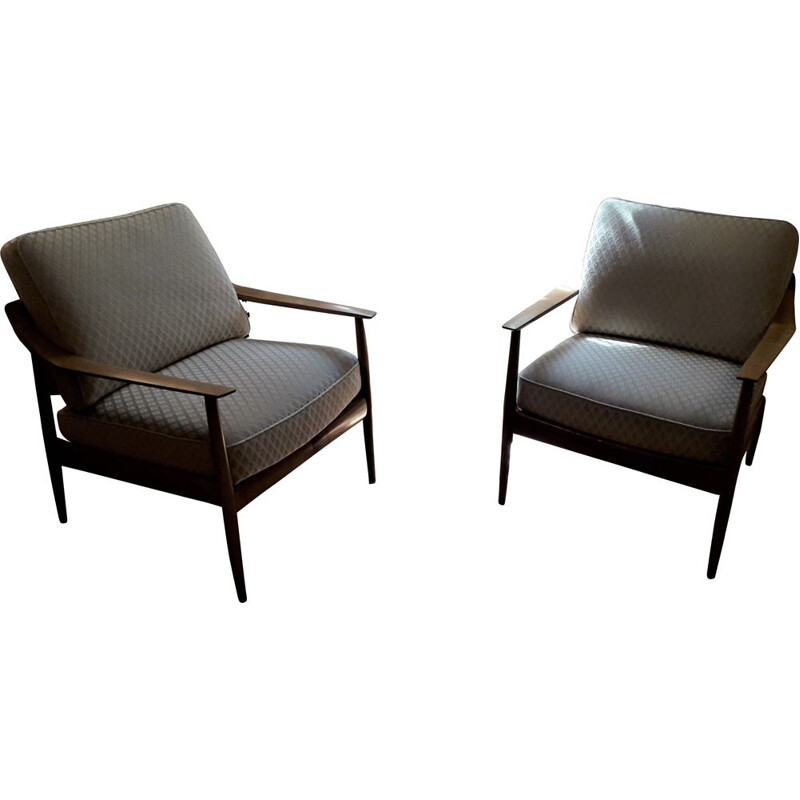 Pair of vintage cherrywood armchairs by Walter Knoll 1960
