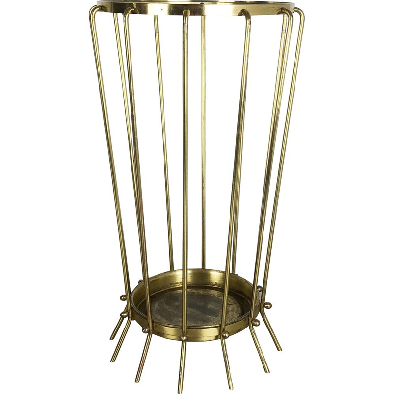 Vintage umbrella stand in brass and metal 1960