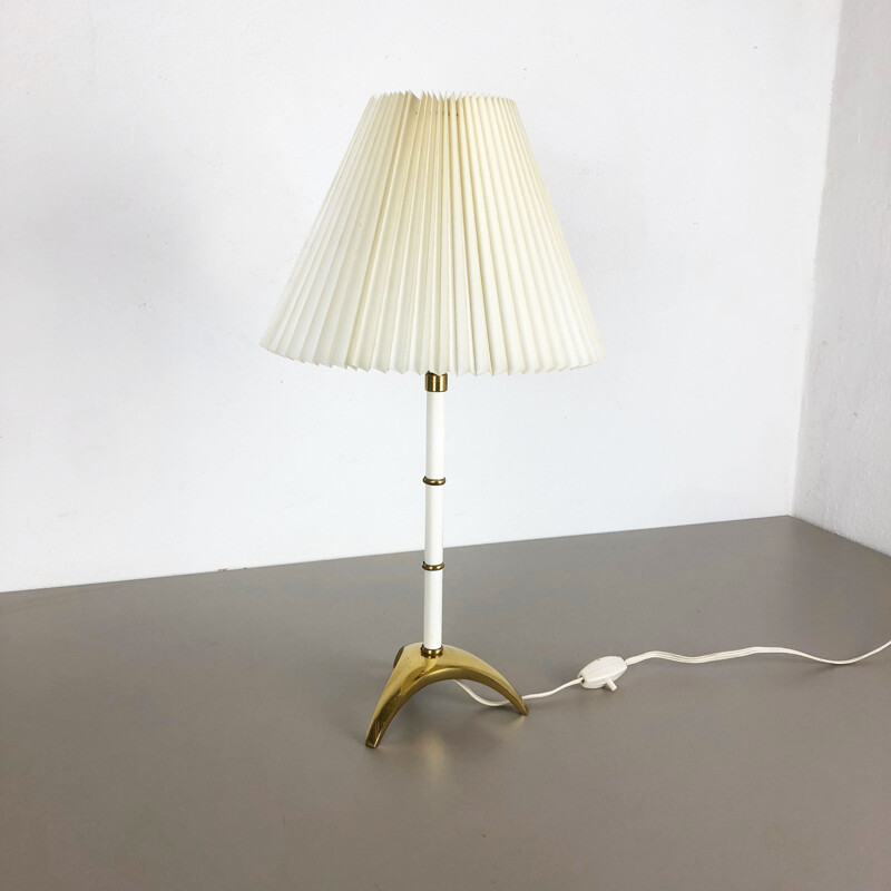 Lampe de table tripode vintage en laiton et métal, Autriche 1960