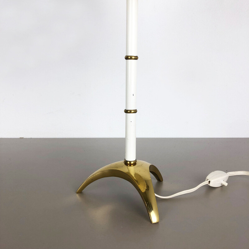 Vintage messing en metalen driepoot tafellamp, Oostenrijk 1960