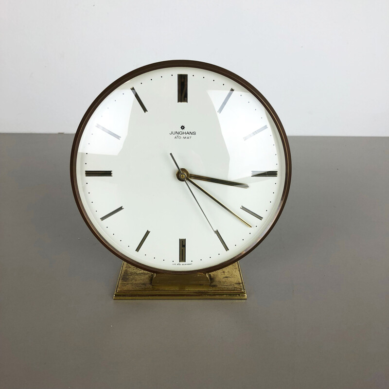 Vintage german clock for Junghans in brass and metal 1960