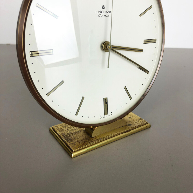 Vintage german clock for Junghans in brass and metal 1960