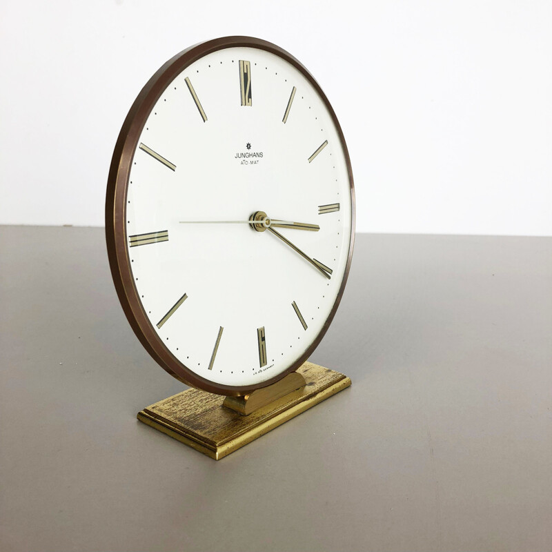 Vintage german clock for Junghans in brass and metal 1960