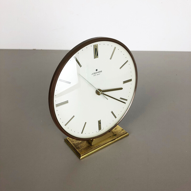 Vintage german clock for Junghans in brass and metal 1960