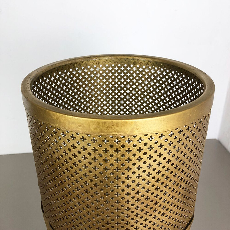 Vintage umbrella stand in golden metal 1960