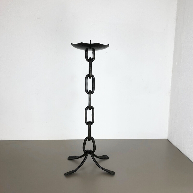 Vintage Brutalist metal candlestick, Austria 1960