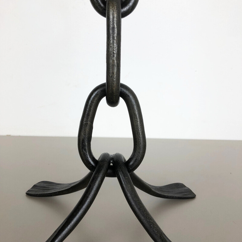 Vintage Brutalist metal candelabro, Áustria 1960