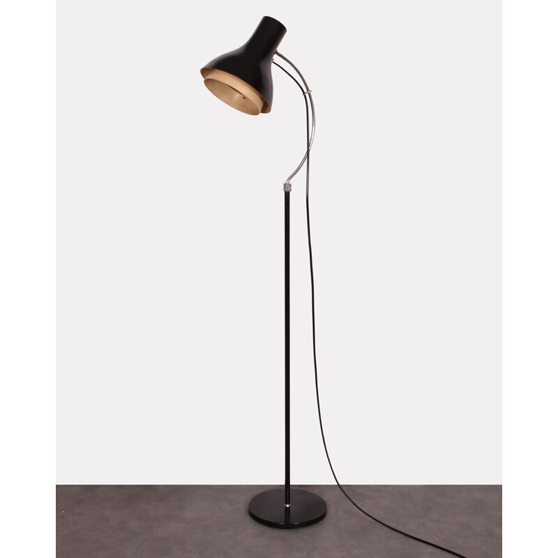 Vintage floor lamp by Josef Hurka in black metal 1960