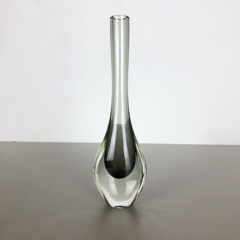 Vaso italiano vintage di Poli in vetro di Murano 1970