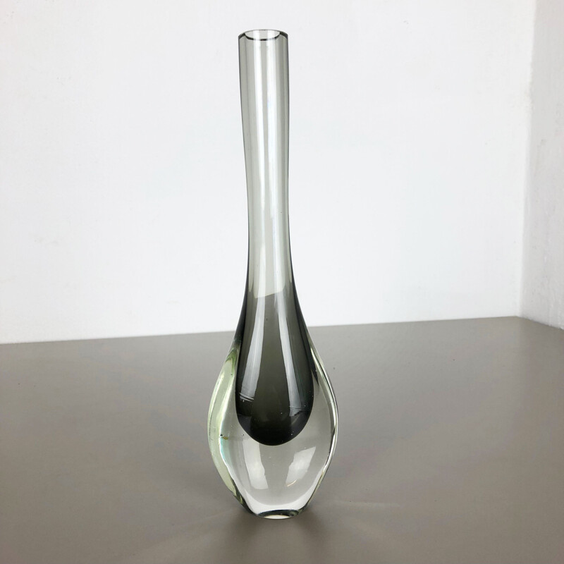 Vase vintage italien par Poli en verre de Murano 1970