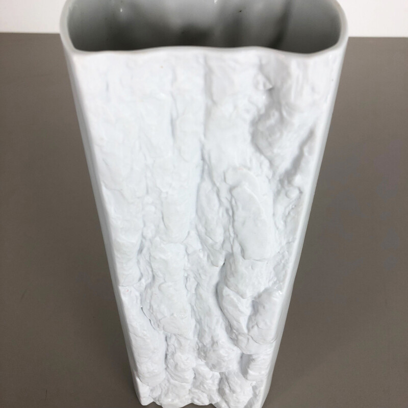 Vase op art vintage en porcelaine blanche pour Bareuther, Allemagne 1970