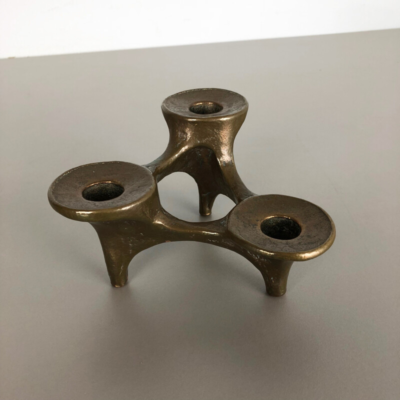 Vintage German candleholder for Harjes in bronze 1960