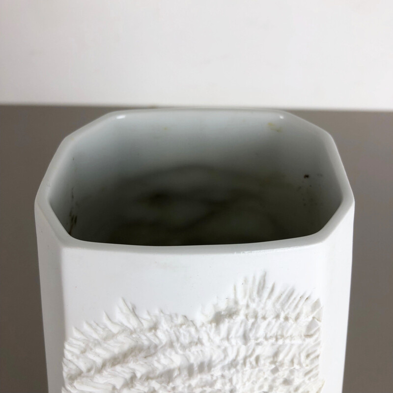 Vase vintage OP art biscuit porcelaine allemand par AK Kaiser