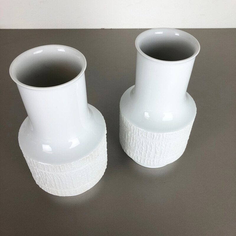 Set of 2 vintage Porcelain Op Art vase by Richard Scharrer for Thomas