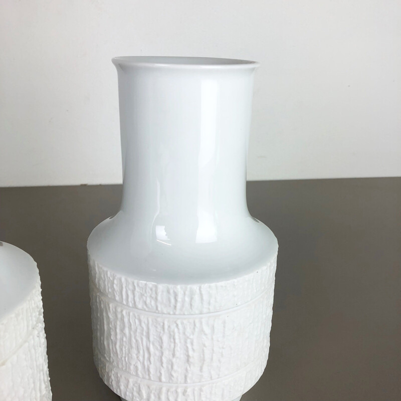 Set of 2 vintage Porcelain Op Art vase by Richard Scharrer for Thomas