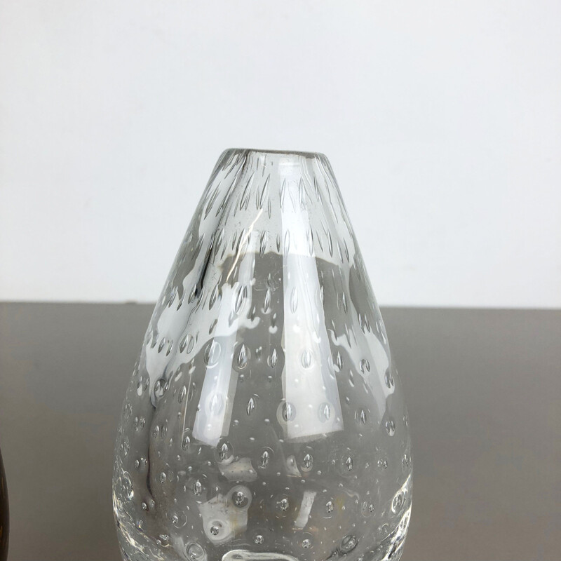 Set of 2 vintage bubble glass vase by Hirschberg