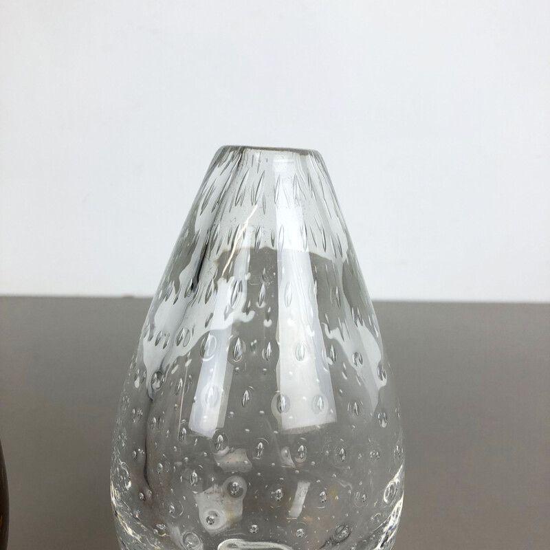 Suite di 2 vasi vintage in vetro a bolle di Hirschberg