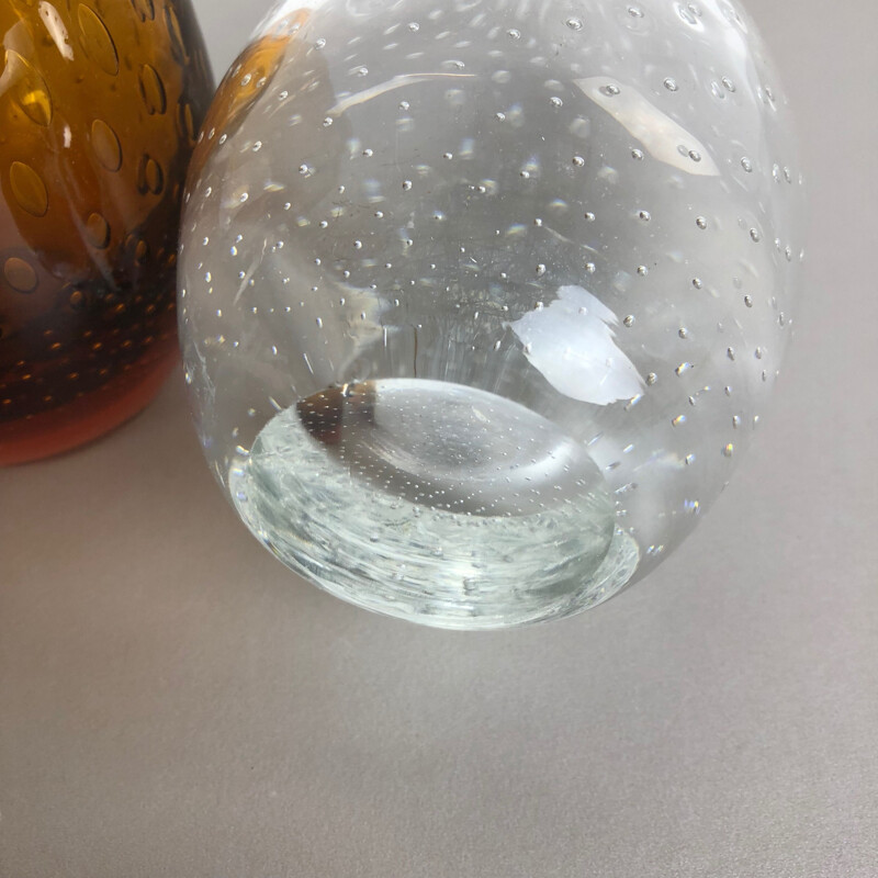 Suite de 2 vase vintage en verre bulle par Hirschberg