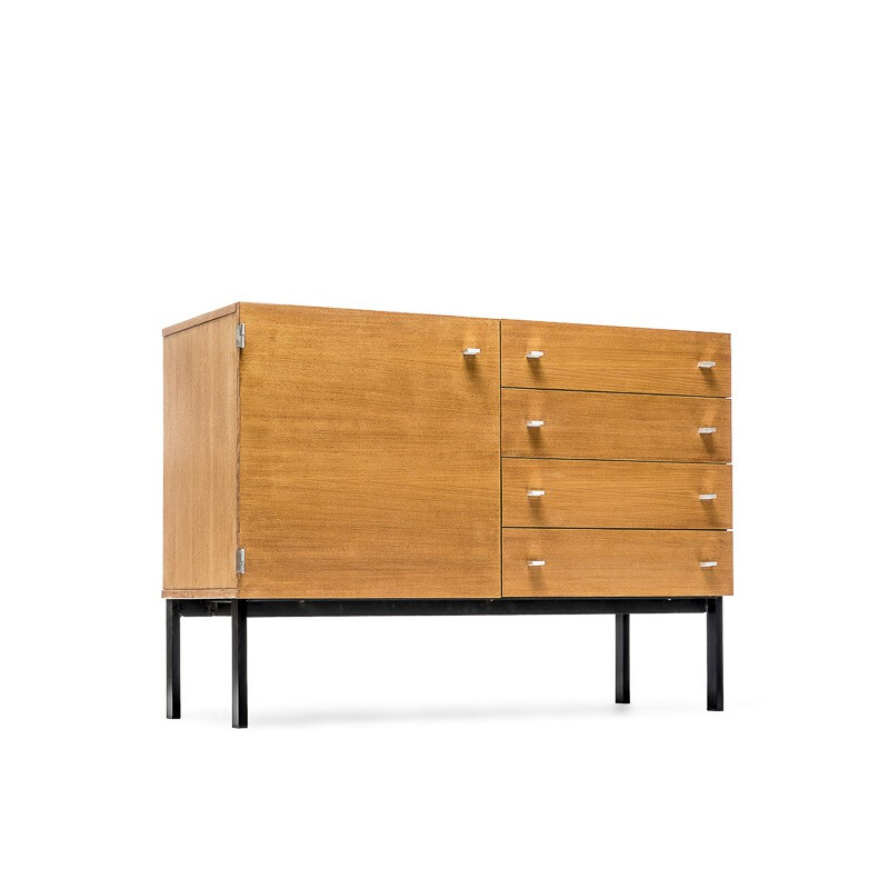 Meurop sideboard in teak and steel, Pierre GUARICHE - 1950s