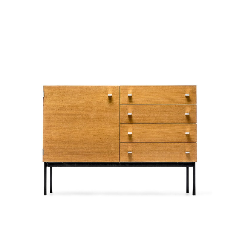 Meurop sideboard in teak and steel, Pierre GUARICHE - 1950s