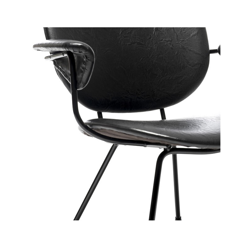 Chaise noire Kembo 302 en métal et simili cuir, WH GISPEN - 1950