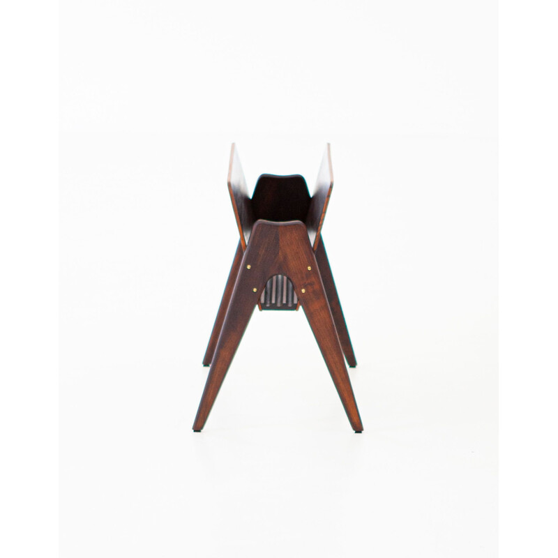 Vintage Italian modern dark wood magazine rack