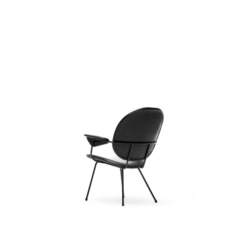 Black Kembo 302 chair in metal and leatherette, WH GISPEN - 1950s