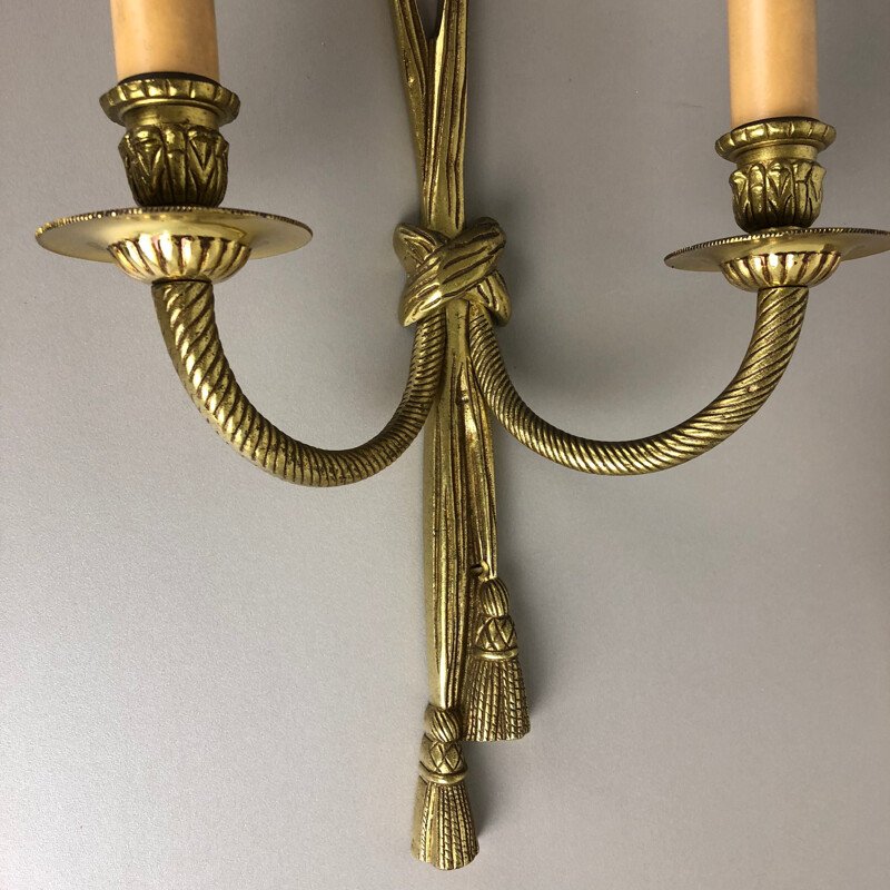 Set of 2 vintage cast bronze empire wall lamp by Peris Andreu