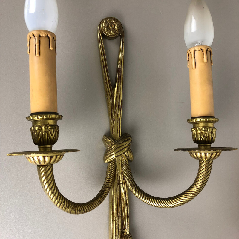 Set of 2 vintage cast bronze empire wall lamp by Peris Andreu