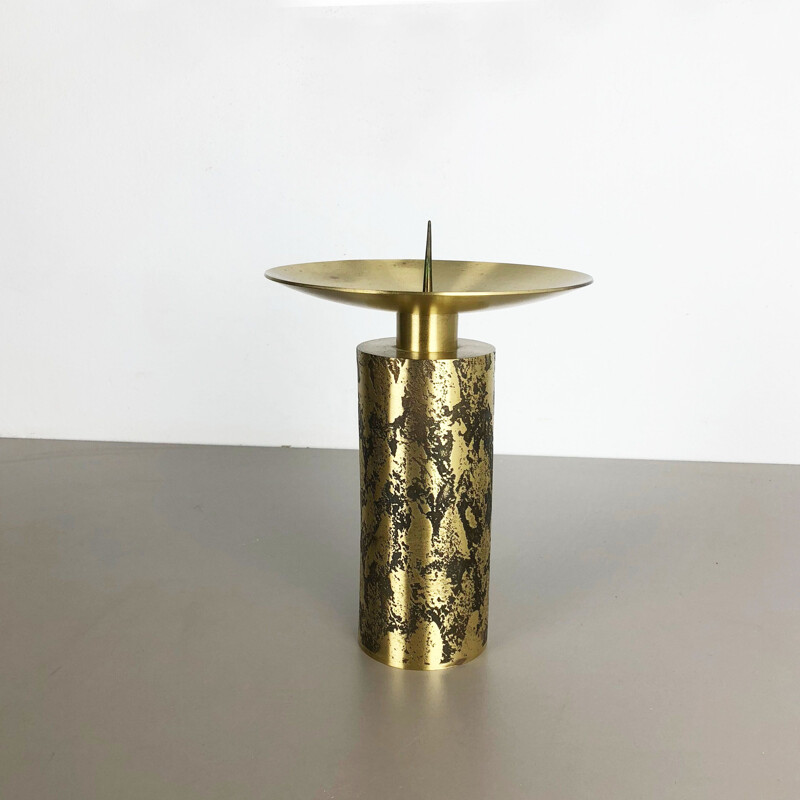 Vintage brass and metal candlestick, Germany 1970