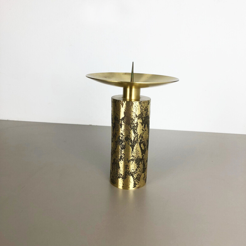 Vintage brass and metal candlestick, Germany 1970