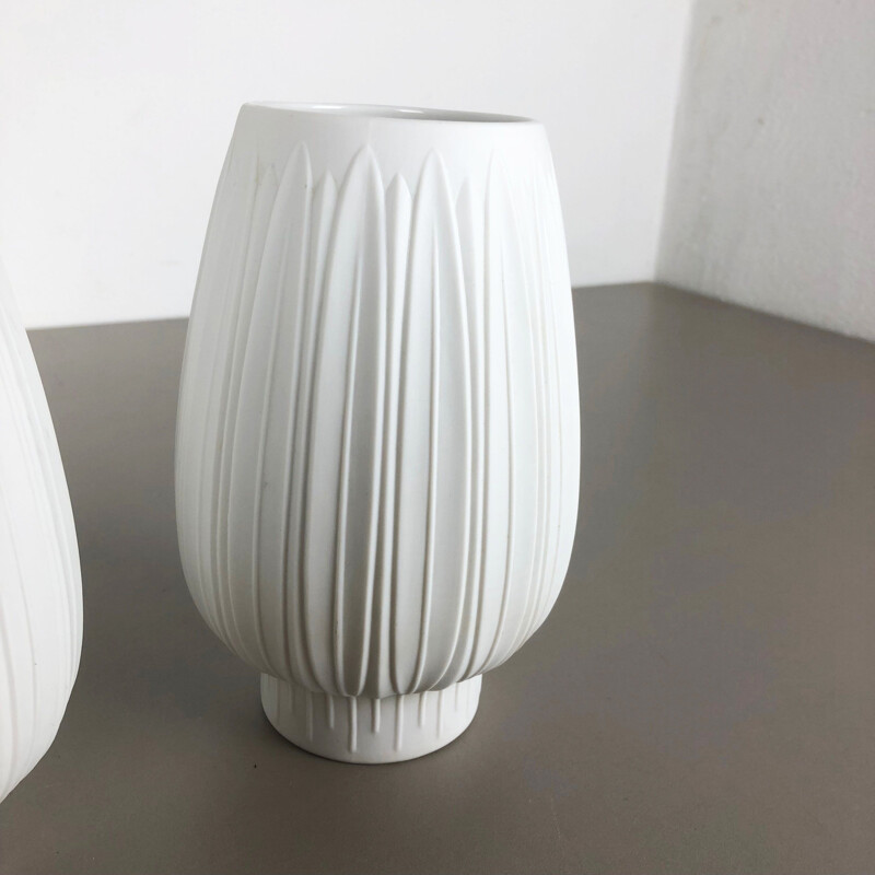 Suite de 2 vase vintage porcelaine op art