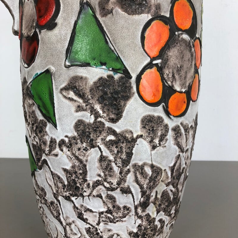 Vintage large pottery Fat Lava multicolor 420-54 vase by Scheurich