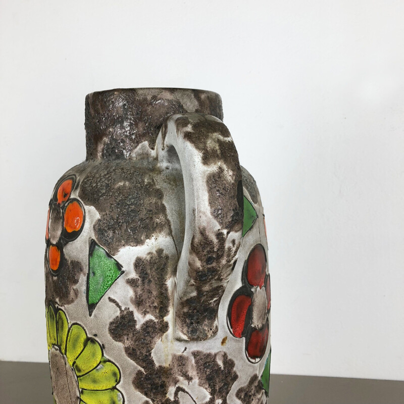 Vintage large pottery Fat Lava multicolor 420-54 vase by Scheurich