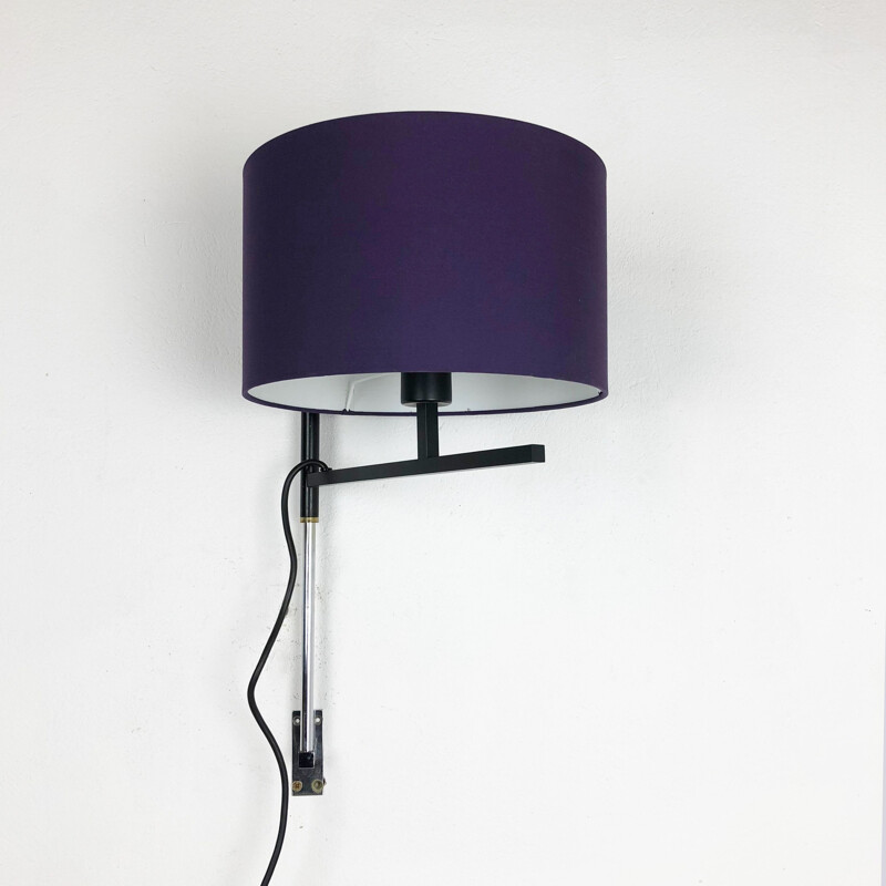 Vintage minimalist adjustable metal wall lamp, Germany 1960