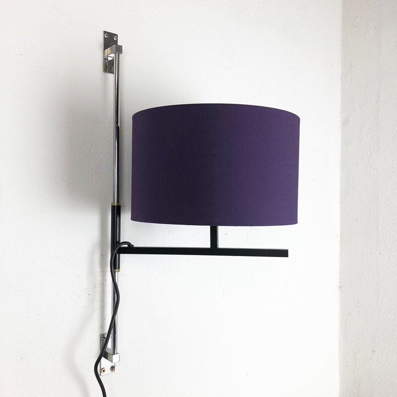 Lampada da parete regolabile minimalista d'epoca in metallo, Germania 1960