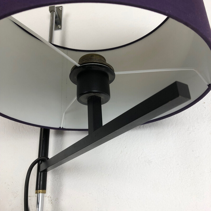 Vintage minimalistische verstelbare metalen wandlamp, Duitsland 1960