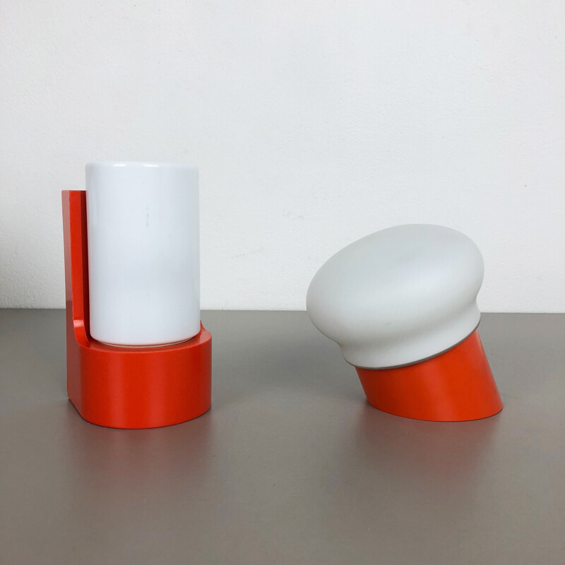 Set of 2 vintage Orange Pop Art wall lamp by RAAK