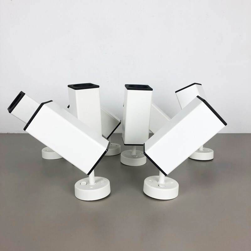 Set of 2 vintage modernist white wall lamp by Staff Lights